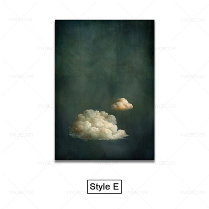 Minimalist Night Sky Blue Cloud Canvas Posters Wall Art