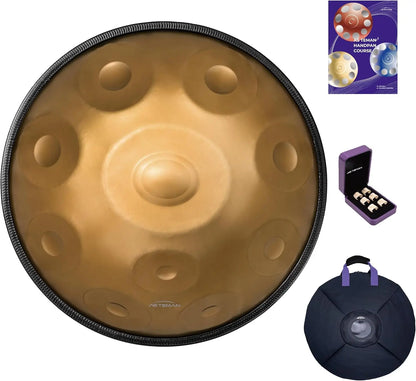 Handpan in D Minor,432hz 22inches with 10 notes, comes with a backpack, courses, finger sleeves, stand, cleaning cloth