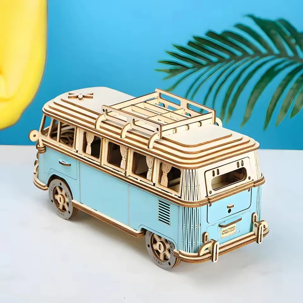 3D Puzzle Toy Wooden Car Style House Model Parent Child Interactive Creative DIY Toys Creative Puzzle Decoration Festival Gift