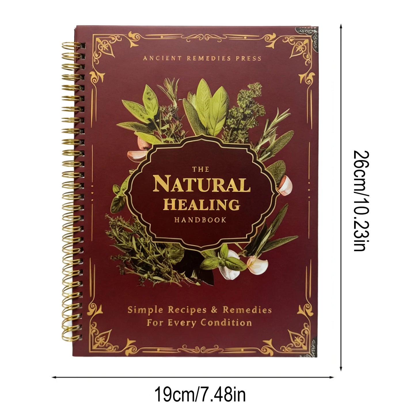 Natural Healing Guide Spiral Bound Herbal Book with Step-by-Step Recipes for Heart Health Blood Pressure and Focus Enhancement