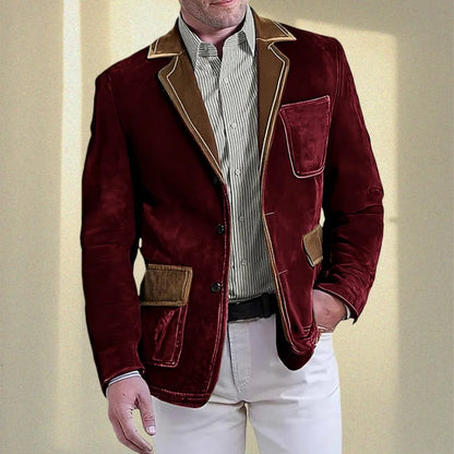 Men's Retro Suede Multi-pocket 3D Style Suit Jacket
