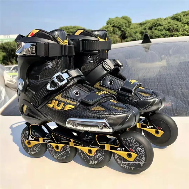 Professional FSK Inline Skates – Adult Freeride Roller Blades with Supportive Tight Fit Boots for Street & Freestyle Skating