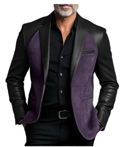 Men's  Designer Splicing Classic PU Suit Coat