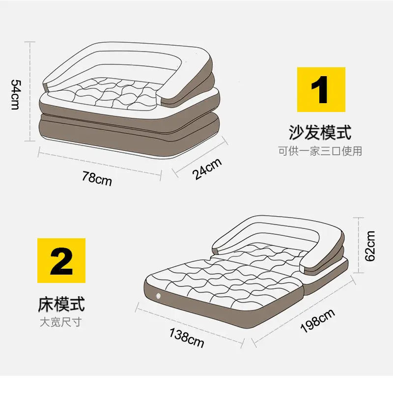 Inflatable Bed Double Person Inflatable Air Lazy Sofa Outdoor Portable Foldable Camping Couple Rear Exhaust Cushion Bed Couch