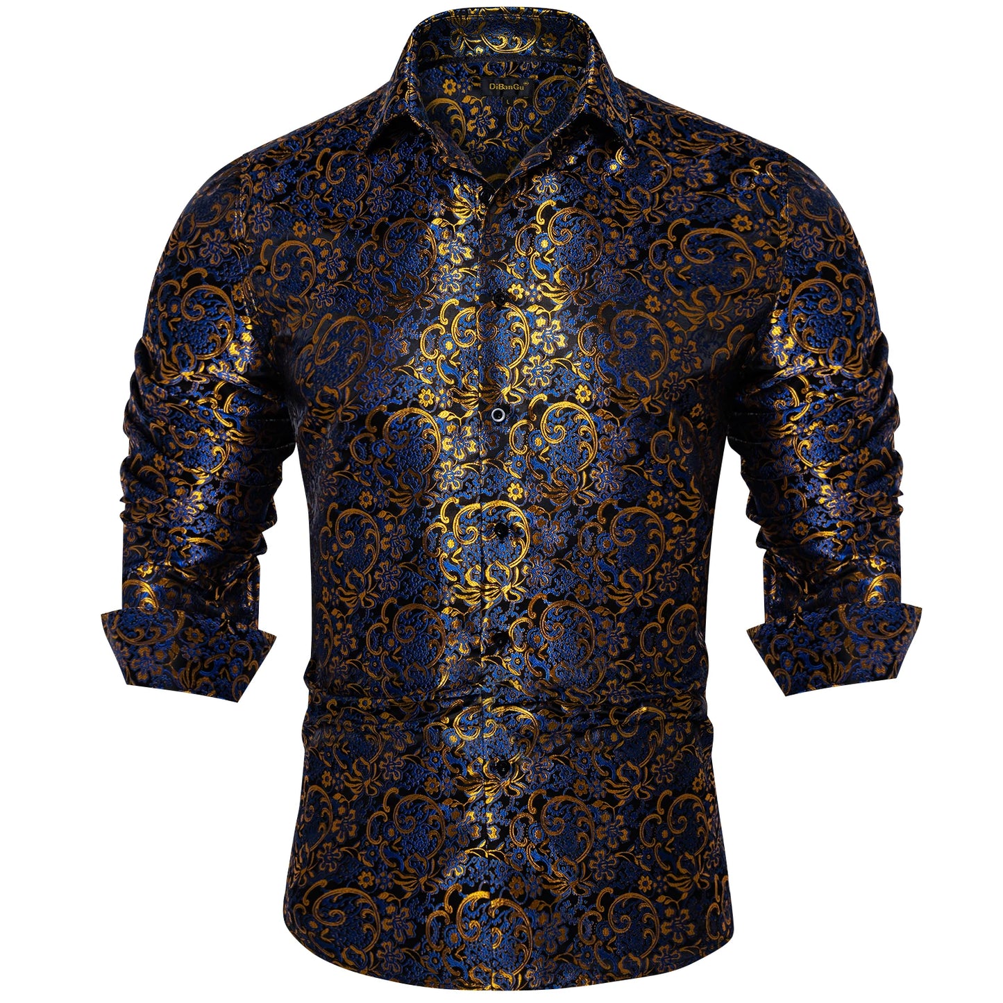 Men's Shirts Long Sleeve Silk Polyester Dress Shirts Luxury Tuxedo Turn Down Collar Social Paisley Shirt Men Clothing