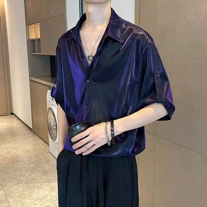 Men Satin Metallic Shirt