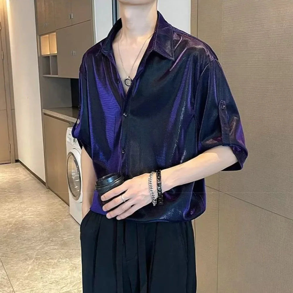 Men Satin Metallic Shirt