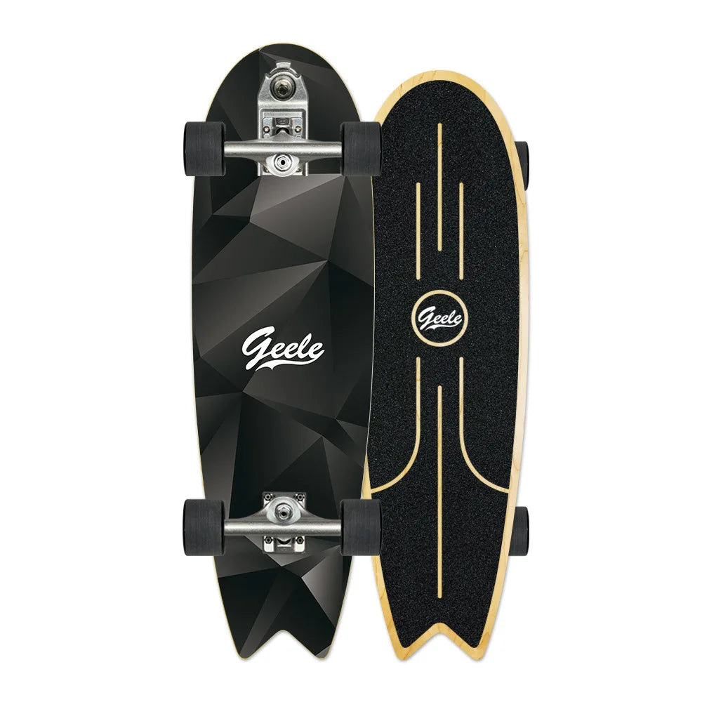 V7 33-Inch Surfskate Longboard, No-Push Fish Tail Pumping Board for Adults