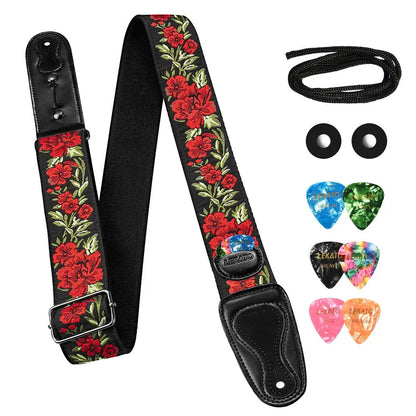 LEKATO LGS Guitar Strap with 6 Picks 2 Locks