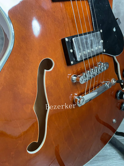 Higher Quality F-Hole 335 Jazz Half Hollow Electric Guitar -  Brown Chrome Hardware