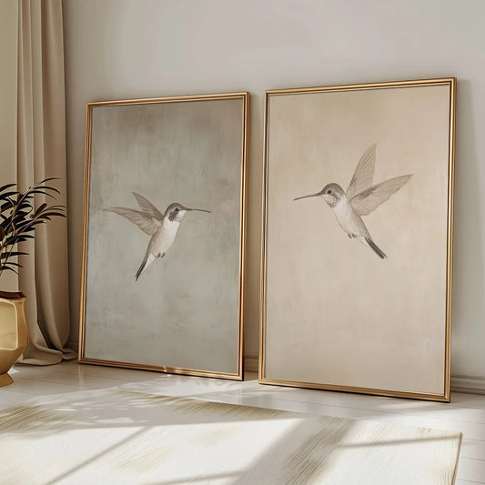 Retro Hummingbird Canvas Prints - 2pcs/set