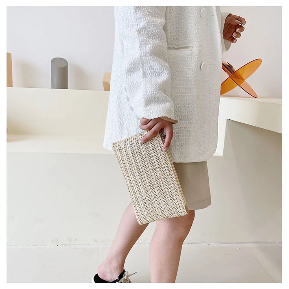 Women's Straw Clutch Wallet Purse