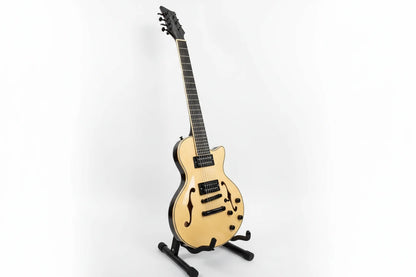 Semi-Hollow Body 7 String Electric Guitar – Flame Maple Veneer, F Holes, Maple Neck, 22 Frets, Vintage Sunburst Finish