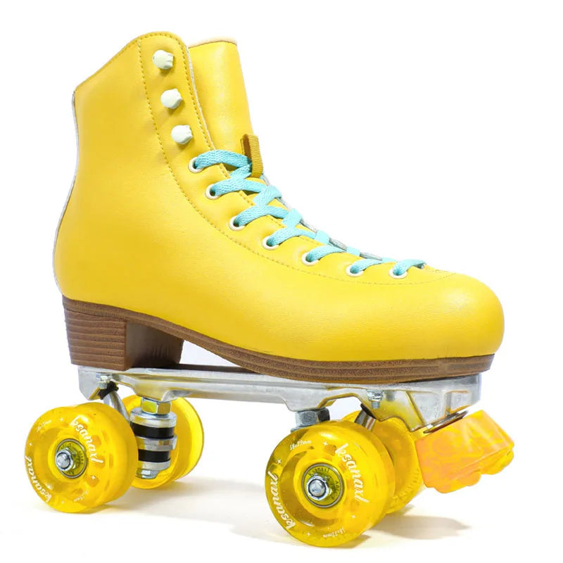 Luxury Leather Quad Roller Skates with  Aluminium Alloy Frame  - Indoor Dance  Skate