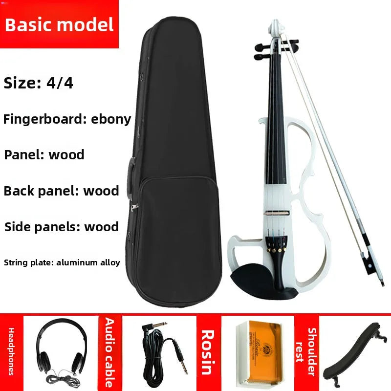 4/4 Wooden Electronic Violin Beginners Practice Electric Violin Children Professional Performance Electric Instrument