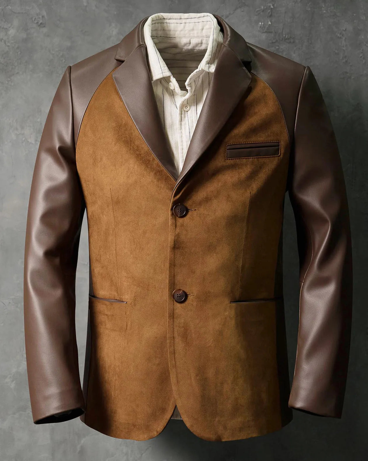 Men's  Designer Splicing Classic PU Suit Coat