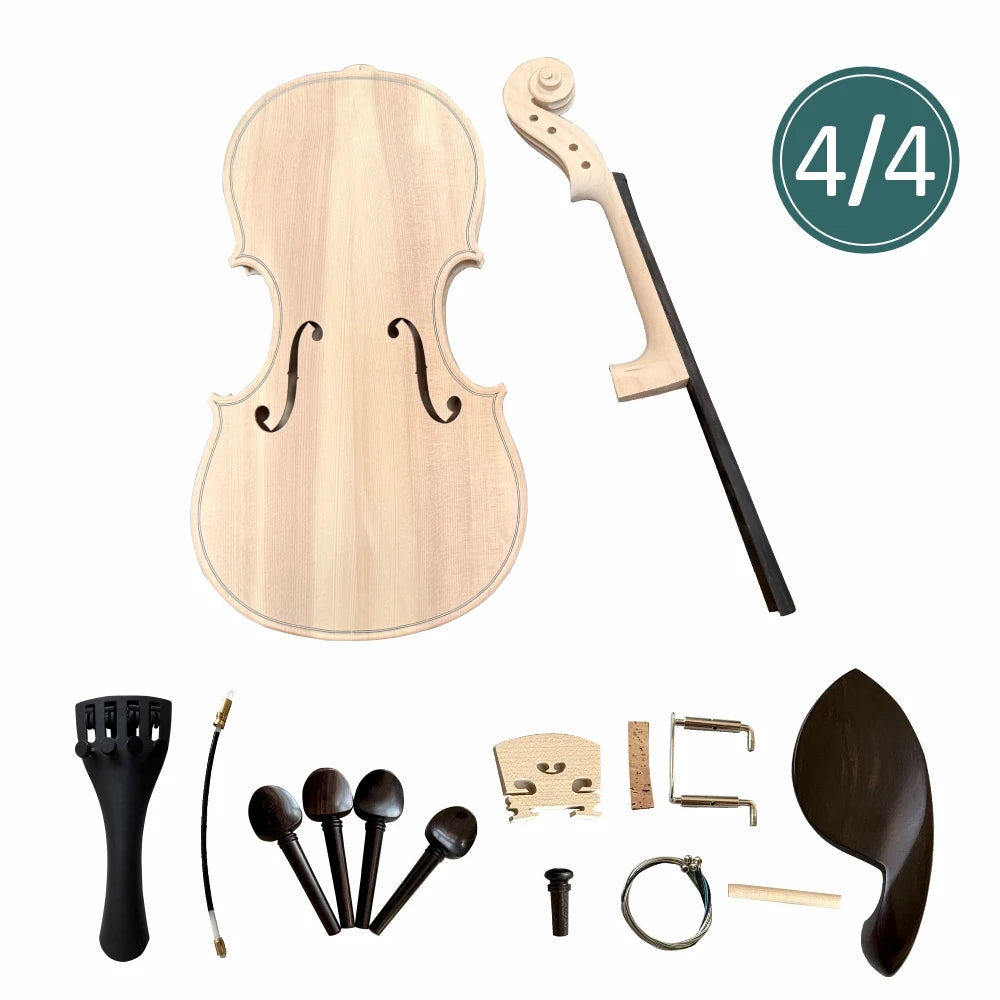 DIY 4/4Unfinished White Violin - Natural Dried Maple Back, Spruce Top, Solid Wood