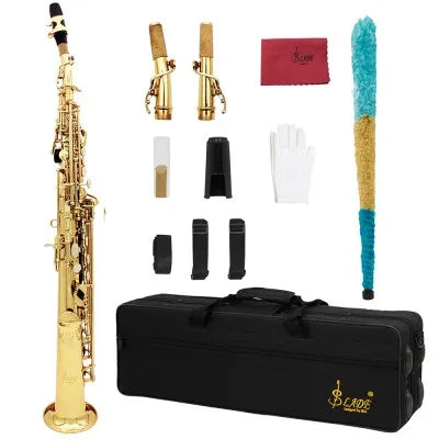 SLADE Soprano Saxophone -  Bb/B Flat Natural Body Carved Design with Shoulder Case