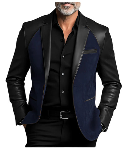 Men's  Designer Splicing Classic PU Suit Coat