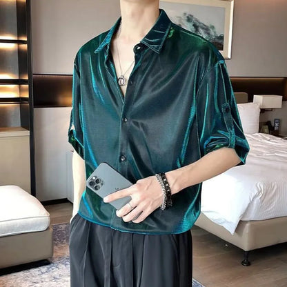 Men Satin Metallic Shirt