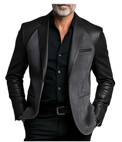 Men's  Designer Splicing Classic PU Suit Coat