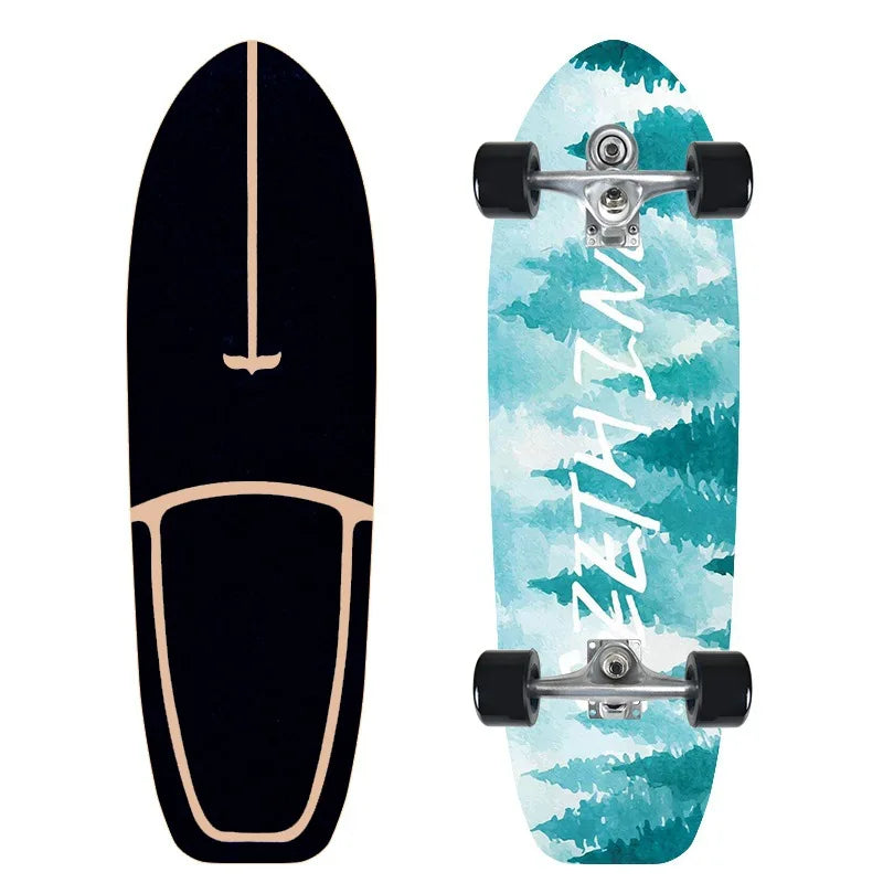 CX7 Maple Surfskate Cruiser, Single Kick Carving Longboard for Pumping & Street Riding
