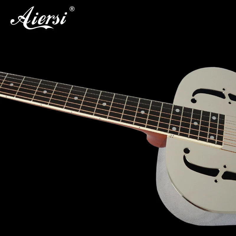 Aiersi Brand Nickel Bell Brass Body O Style Single Cone Bluegrass Acoustic Resonator Guitar
