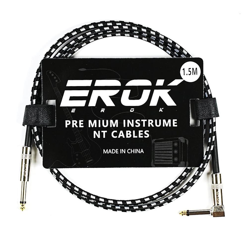 EROK 1.5/3/6/10M  Universal Anti-Noise Braided Guitar Audio Cables Line 6.35mm - Male to Male | Line Pedal Guitar Bass