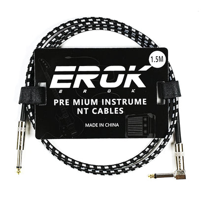 EROK 1.5/3/6/10M  Universal Anti-Noise Braided Guitar Audio Cables Line 6.35mm - Male to Male | Line Pedal Guitar Bass