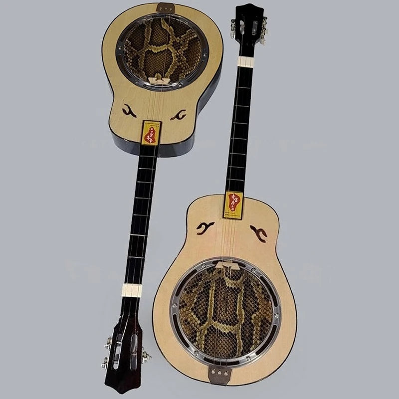 3 Strings Wood Sanxian Whole Tone Semitone  - Chinese Traditional Stringed Instruments /Ethnic Plucked Playing QinQin for Beginner