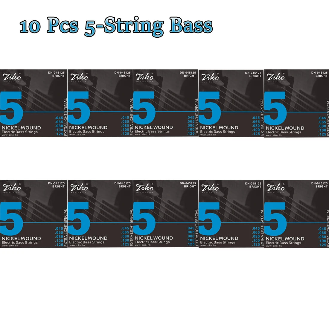 ZIKO  4/5/6  Carbon Steel Hexagonal Alloy Electric Bass Strings - 5/10 Set