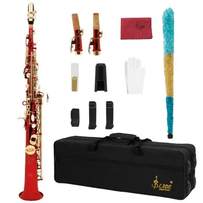 SLADE Soprano Saxophone -  Bb/B Flat Natural Body Carved Design with Shoulder Case