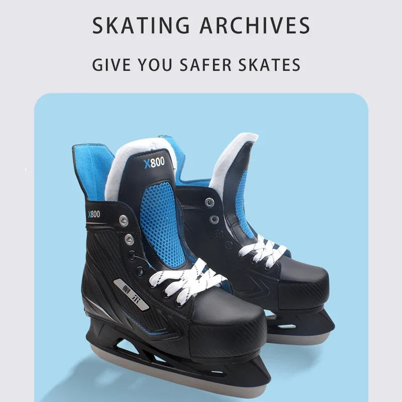 Adjustable Ice Hockey Skates for Adults – Insulated Winter Ice Skates with Stainless Steel Blades for Beginners