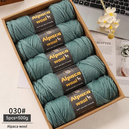 500g Alpaca Wool 245 Chunky Knitting Yarn Multi-Color Autumn and Winter Fashionable Gift for Men and Women DIY Knitting Material Kit for Warm Sweaters, Coats, Scarves, Hats, Gloves, Leg Warmers, Knee Pads Yarn Balls 5Pcs/Pack