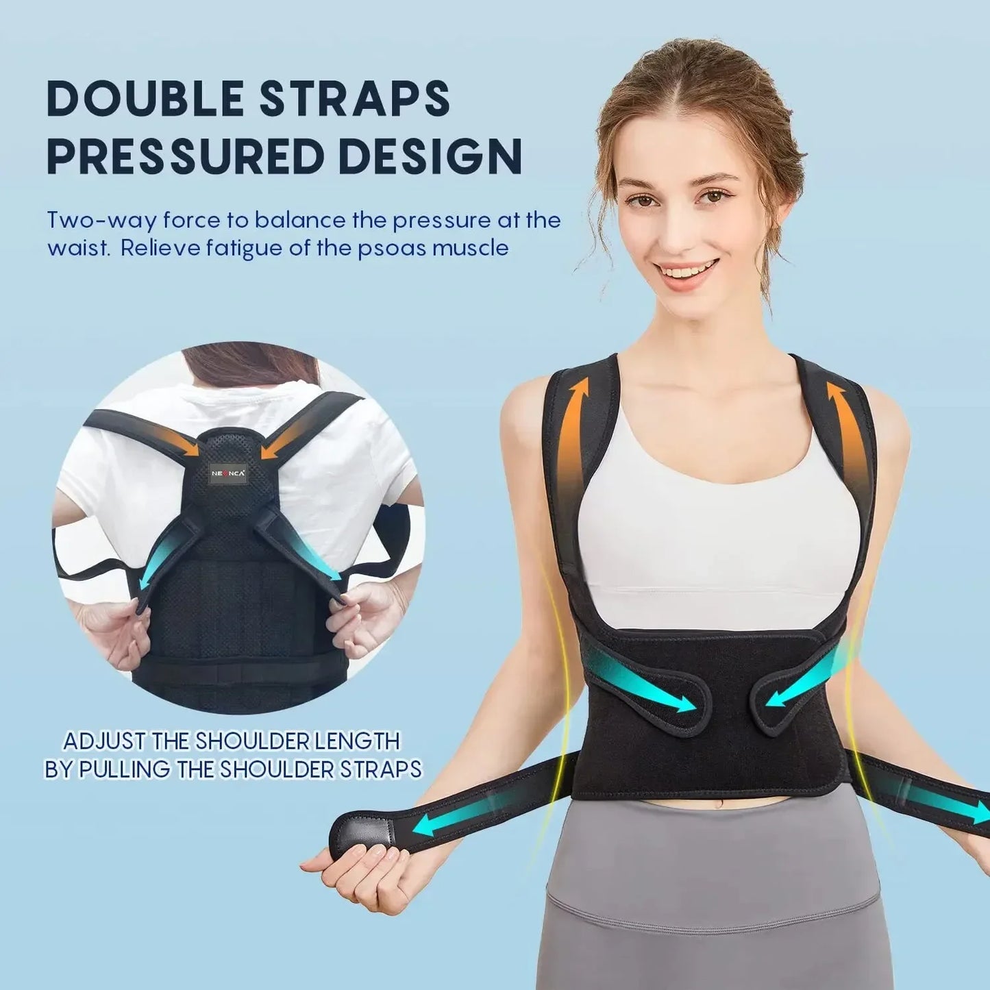 Unisex Adjustable Upper Back Posture Corrector with Orthopedic Straps
