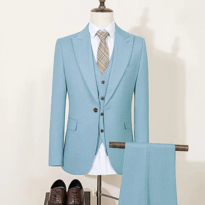 High Quality Men's Suit Spring Autumn Slim Fit Formal Wedding Business Office Men's Blazers（jacket+Vest+Pants）Groom's Tuxedos