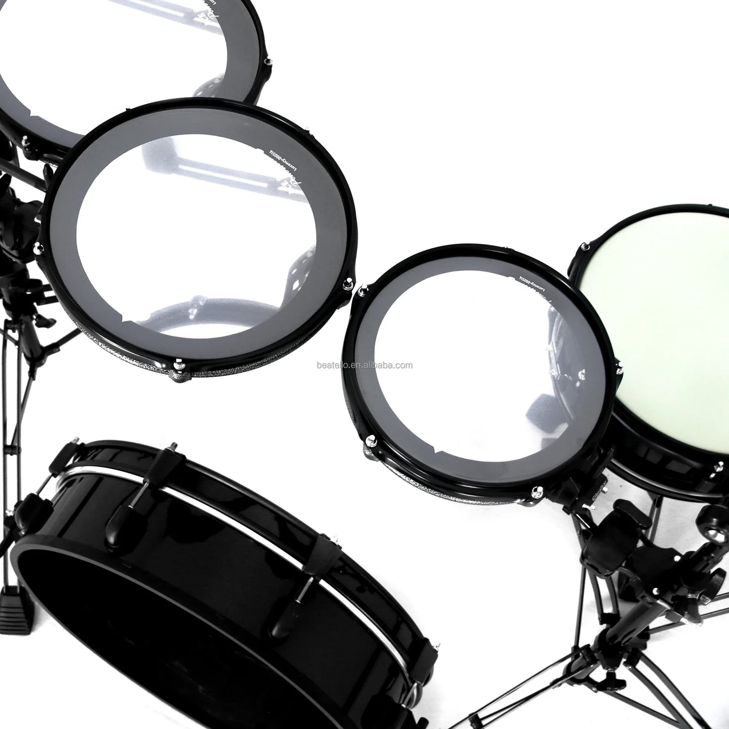 JBK Professional Percussion Low Frequency Full Sizes 5 Piece Drum Set - Portable Tablet Pads