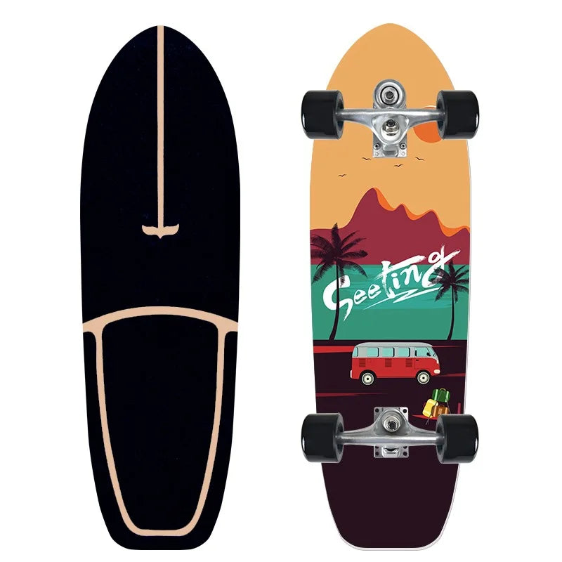 CX7 Maple Surfskate Cruiser, Single Kick Carving Longboard for Pumping & Street Riding