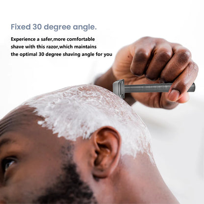 30° Angled Precision Double Edge Safety Razor with 5 Spare Blades