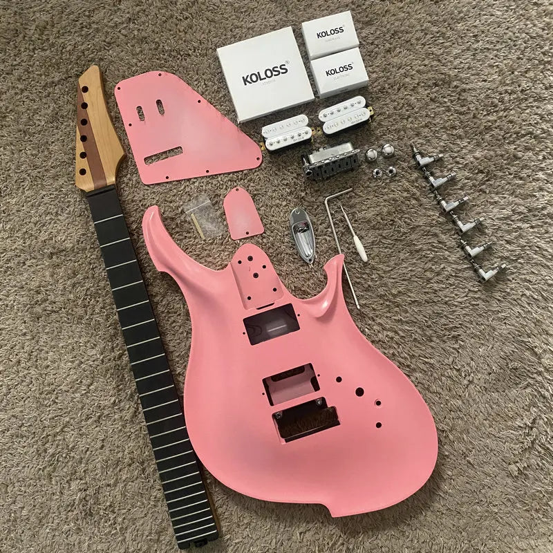 DIY Guitar Kits | Unfinished 4 Color Chambered Aluminum Body, Roasted Maple 24 Frets Neck