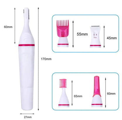 Portable Mini Electric Eyebrow Trimmer for Women, 5-in-1 Shaver, Battery Powered