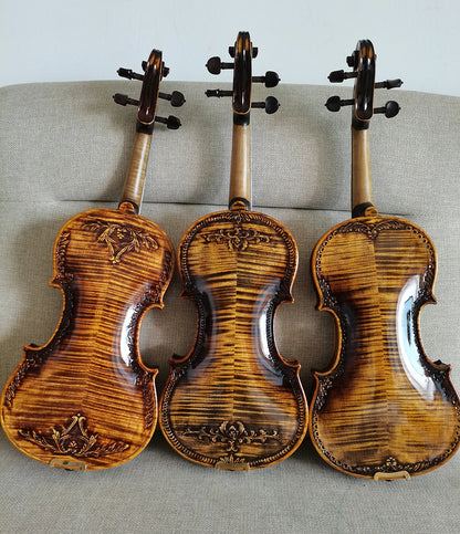 Professional Italian  Hand Carved European Spruce  4/4 Retro Coffee Violin - Strong Tone