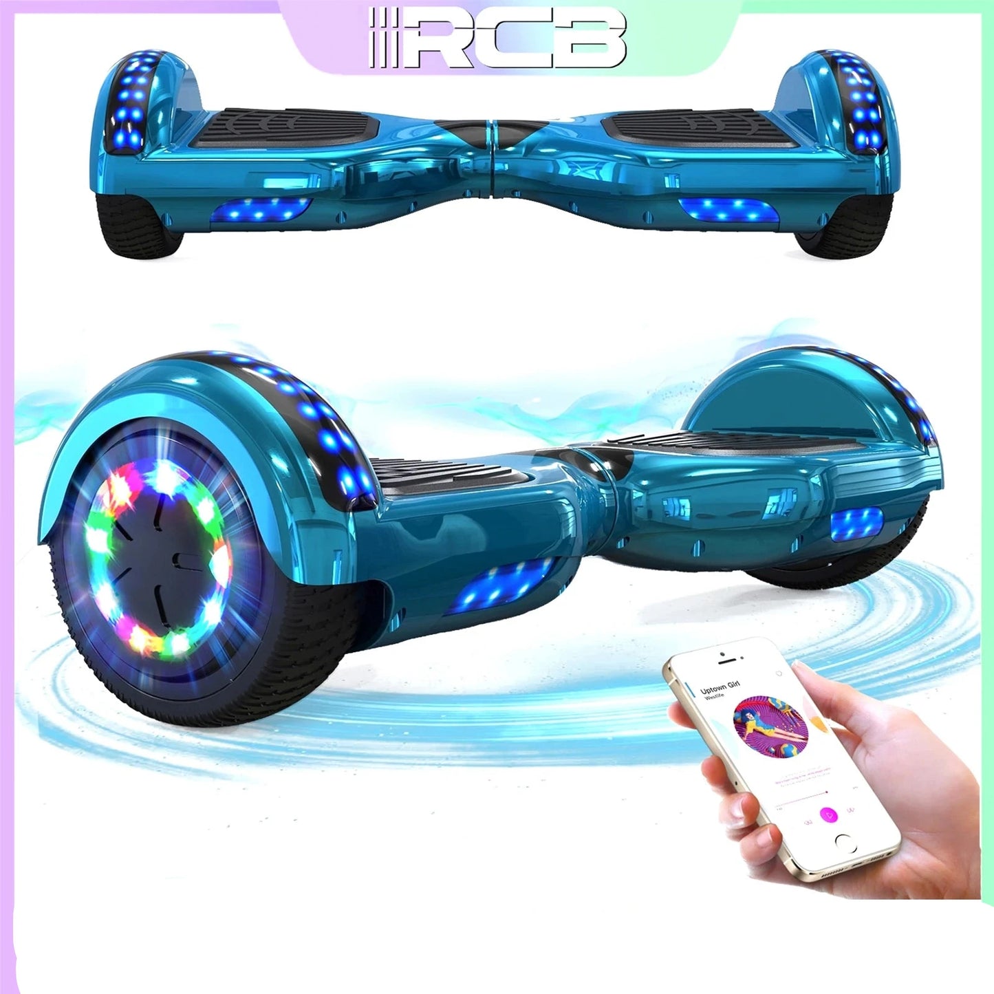 RCB 6.5" Two Wheel Hoverboard with Bluetooth Speaker And LED Light