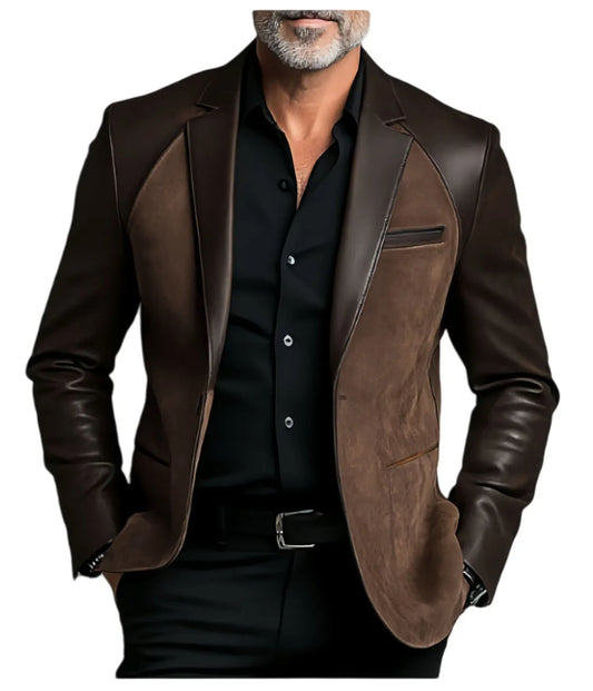 Men's  Designer Splicing Classic PU Suit Coat