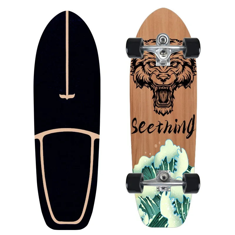 CX7 Maple Surfskate Cruiser, Single Kick Carving Longboard for Pumping & Street Riding