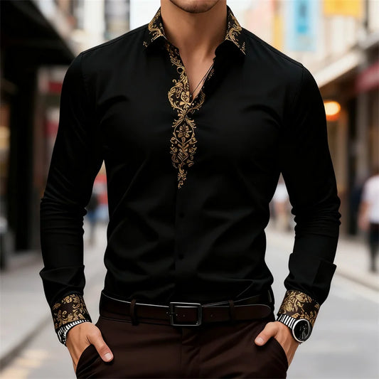 2025 New Men's Shirt, Street Style, 3D Printed High-Definition Pattern Print, Stylish Lapel Design, Versatile Trendy Men's Top