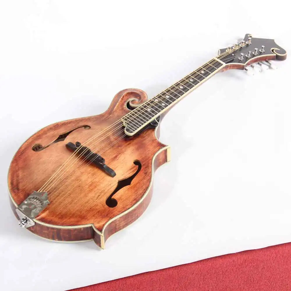 One Piece Solid Wood Handmade F Style Mandolin With Bag
