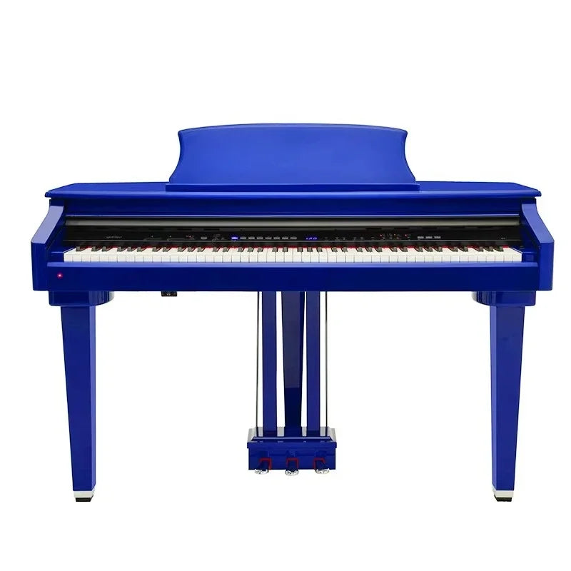 High-gloss Blue 88 Hammer Action Mini-Grand Piano Digital Piano with Bench