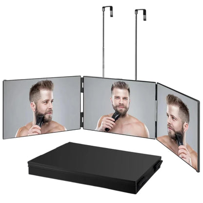 Portable 360 Trifold Vanity Mirror with Adjustable Height Hook