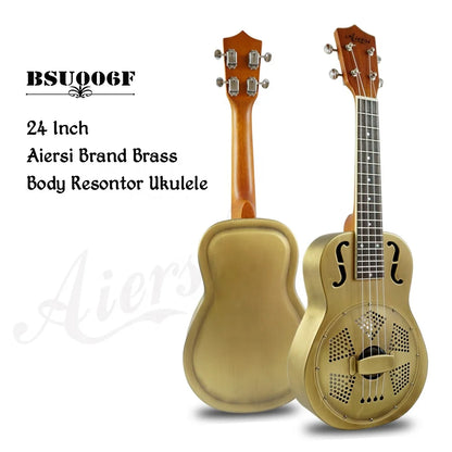 Wholesale Price F Hole 24 Inch Concert Ukulele Metal Body Resonator Ukelele Hawaii